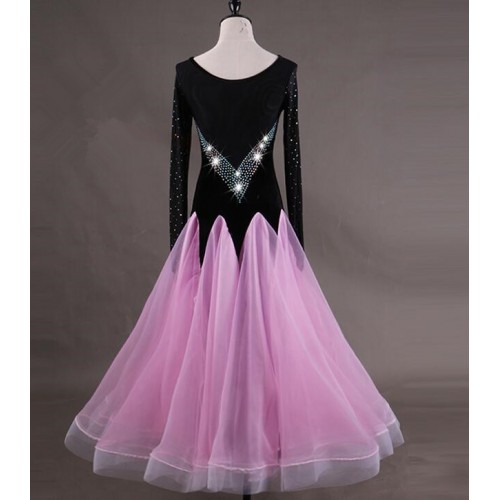 Female adult children's  ballroom dancing dresses modern dance dress violet competition clothing waltz costumes big swing skirts 